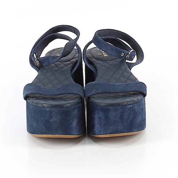 Chanel blue suede platform sandals - Picture 3 of 8
